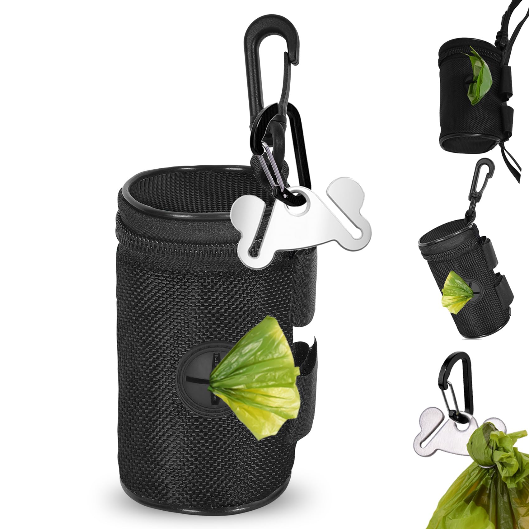 Dog Poop Bag Holder for Leash Attachment - Waste Bag Dispenser for Leash - Fits Any Dog Leash - Portable Set with Hand Free Hold